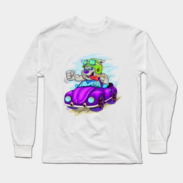 Cartoon dog driver Long Sleeve T-Shirt by AndreKENO